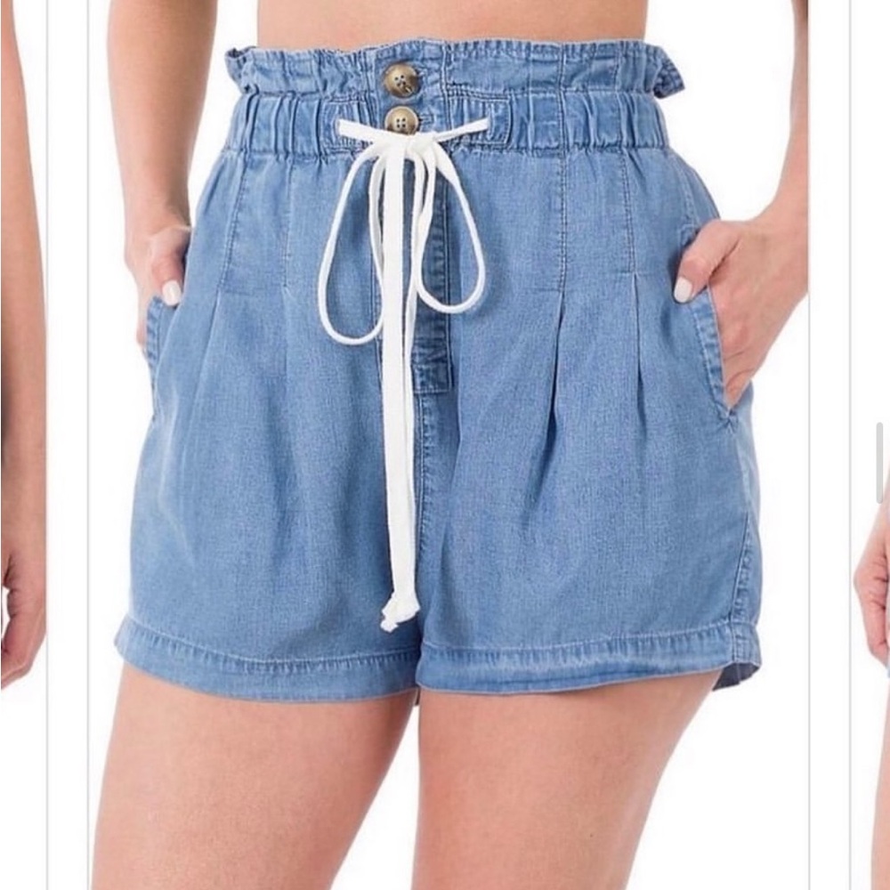 Zenana Outfitters Blue High Waist Shorts